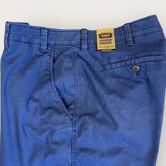 Foundry Casual Comfort Stretch Chino Shorts Classic Flat Front Men Size 52 Blue - Picture 11 of 15